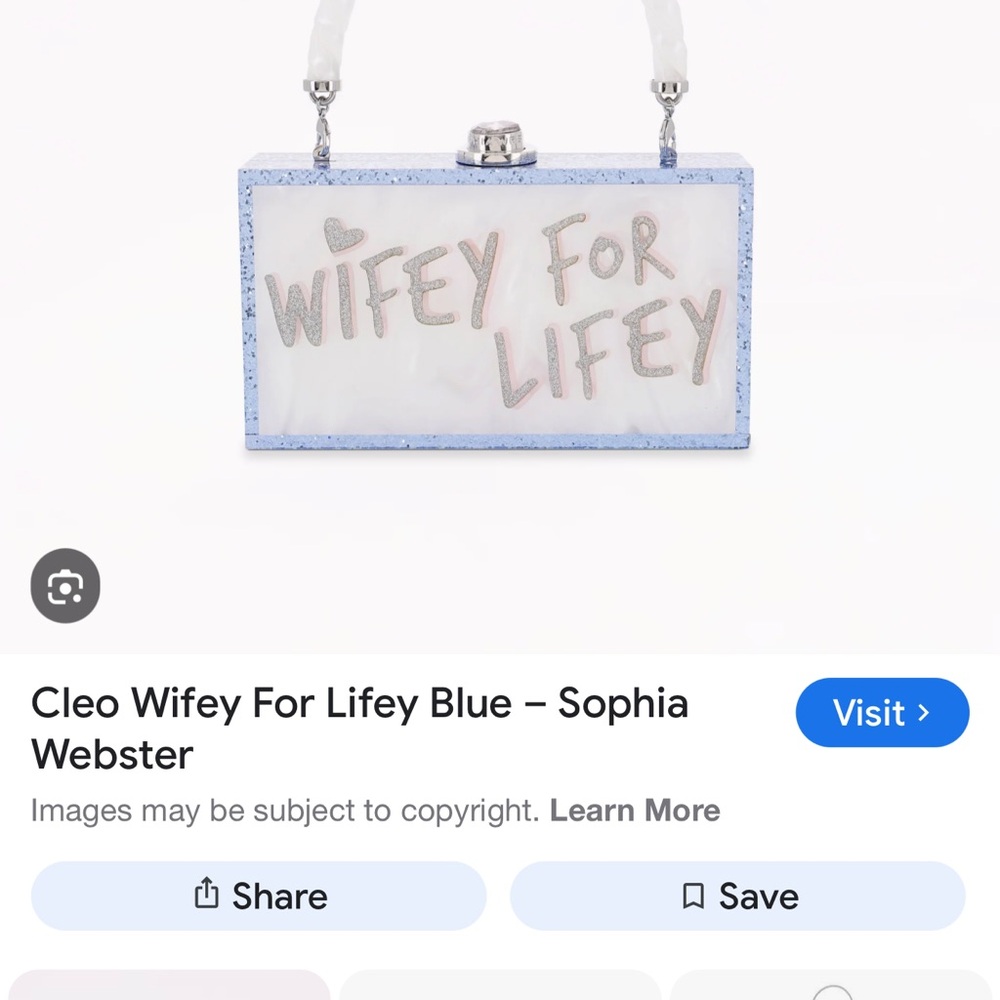 Sophia Webster Cleo Blue and White Clutch